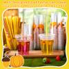 100 Set Fall Pumpkin Disposable Plastic Cups with Lids and Straws 12 oz Pumpkin Acorn Plastic Party Cups Transparent Cold Beverage Drinking Cups for Autumn Thanksgiving Party Supplies(Orange) view 4