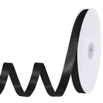 woric 120 Yards Black Ribbon 3/8 Inch Thin Black Satin Ribbon Bows Craft Fabric Ribbons for Cake Bows Making Hair Gift Wrapping Floral Bouquet Party Decorations