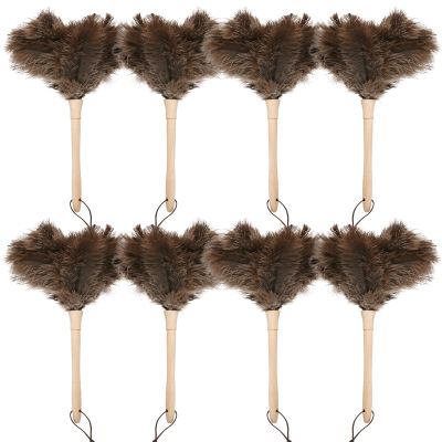 Daieeparty Ostrich Duster Fluffy Natural Feather Dusters with Wooden Handle Cleaning Supplies for Home Office Car (8, 16inch)