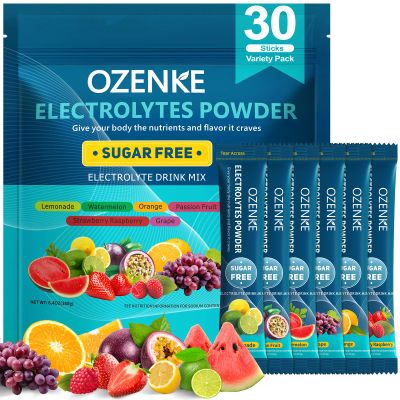 OZENKE Electrolytes Powder Packets, 30 Sticks Hydration Packets Sugar Free, Electrolyte Drink Mix Travel Electrolyte Packets for Rapid Hydration, 6 Flavors