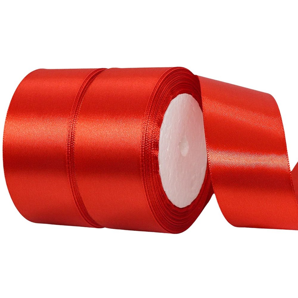 1 1/2 Inch Red Satin Ribbon,50 Yards Red Ribbon Solid Fabric Ribbon for Gift Wrapping Floral Bouquets Wedding Home Party Decoration