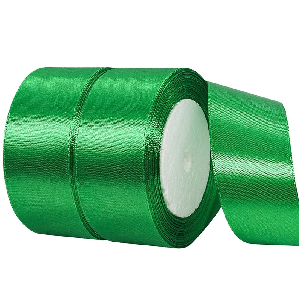 1 1/2 Inch Green Satin Ribbon,50 Yards Green Ribbon Solid Fabric Ribbon for Gift Wrapping Floral Bouquets Wedding Home Party Decoration