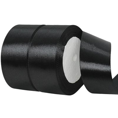 1 1/2 Inch Black Satin Ribbon,50 Yards Black Ribbon Solid Fabric Ribbon for Gift Wrapping Floral Bouquets Wedding Home Party Decoration