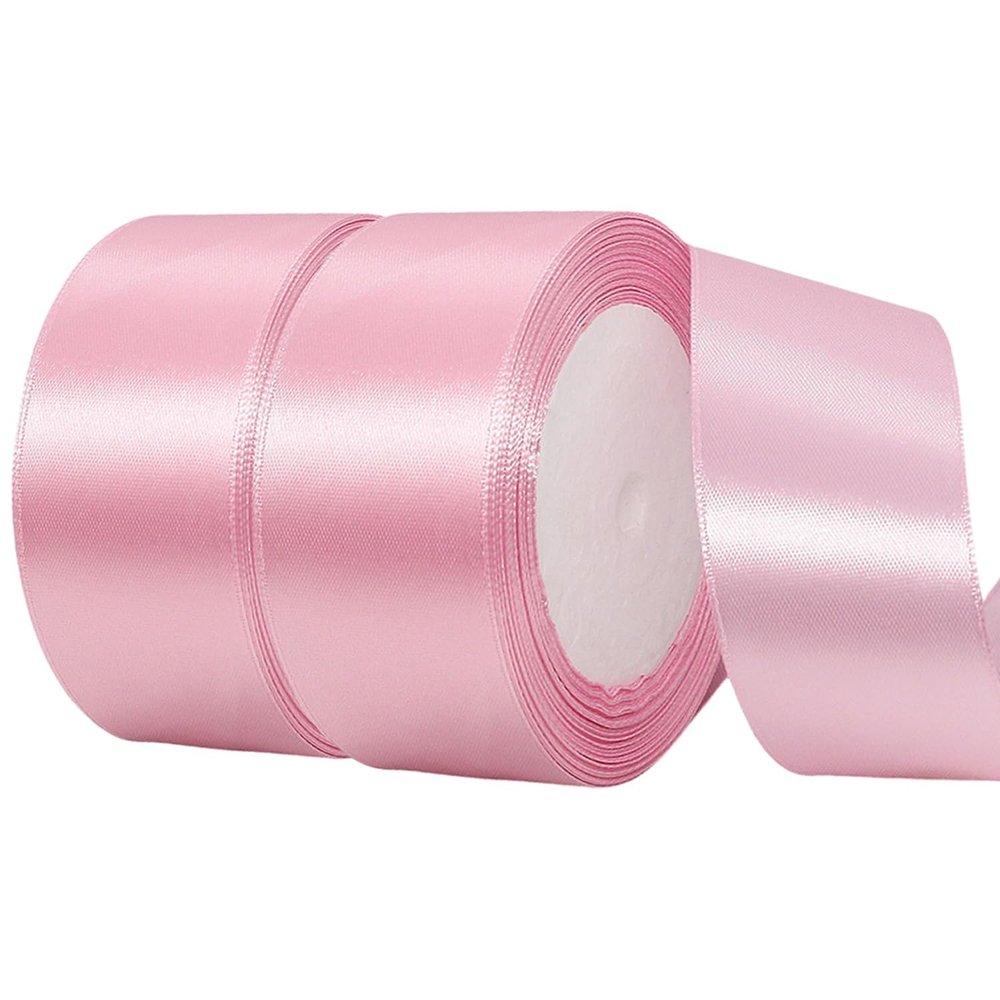 1 1/2 Inch Pink Satin Ribbon,50 Yards Pink Ribbon Solid Fabric Ribbon for Gift Wrapping Floral Bouquets Wedding Home Party Decoration