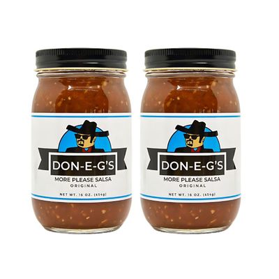 Don-E-G's "More Please" Original Salsa - Authentic Irresistible Homemade Taste, Made with a Secret Family Recipe, Made in Arkansas, 16 oz (2 Pack)