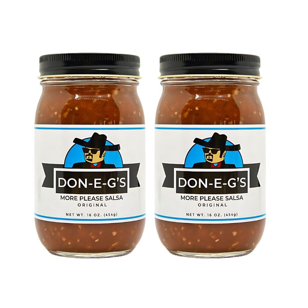 Don-E-G's "More Please" Original Salsa - Authentic Irresistible Homemade Taste, Made with a Secret Family Recipe, Made in Arkansas, 16 oz (2 Pack)