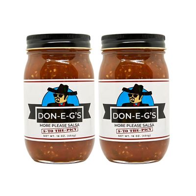 Don-E-G's "More Please" S-TO THE-PICY Salsa - Authentic Irresistible Homemade Taste, Made with a Secret Family Recipe, Made in Arkansas, 16 oz (2 Pack)