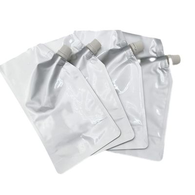 100 Pack Silver Spouted Drink Pouch 4.5" x 8" x 2.75" Flat Bag | Foil Heat Sealable,Spouted Pouch Bag | Drinks | Adult Beverages | No Zipper | Impulse Sealable Color: Silver