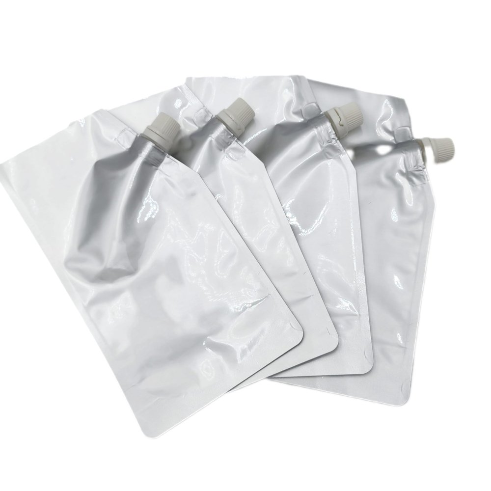 100 Pack Silver Spouted Drink Pouch 4.5" x 8" x 2.75" Flat Bag | Foil Heat Sealable,Spouted Pouch Bag | Drinks | Adult Beverages | No Zipper | Impulse Sealable Color: Silver