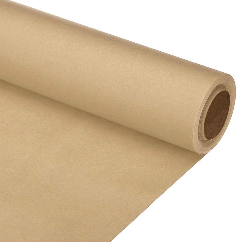PATIKIL Wrapping Paper, 15"x315"(26') Bulletin Board Paper Roll Kraft Paper Roll Construction 80GSM for Shipping Packing Gift Wrapping Craft Flower Bouquet Christmas, Brown