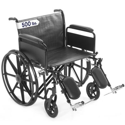 22" Heavy Duty Bariatric Wheelchair for Adults 300 + lbs - Removable Desk Arms and Elevated Leg Rests - Adjustable Height