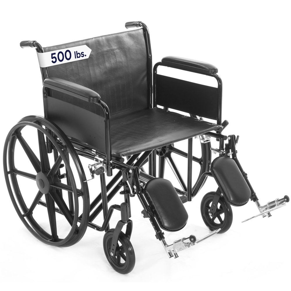22" Heavy Duty Bariatric Wheelchair for Adults 300 + lbs - Removable Desk Arms and Elevated Leg Rests - Adjustable Height