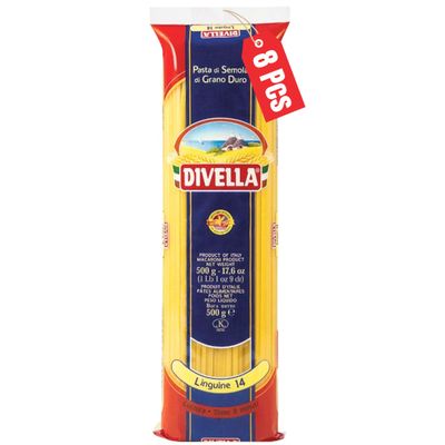 Divella Linguine Pasta #14, 16 oz. (Pack of 8) - Authentic Italian Pasta Made with Durum Wheat Semolina, Perfect Al Dente Texture for Every Dish