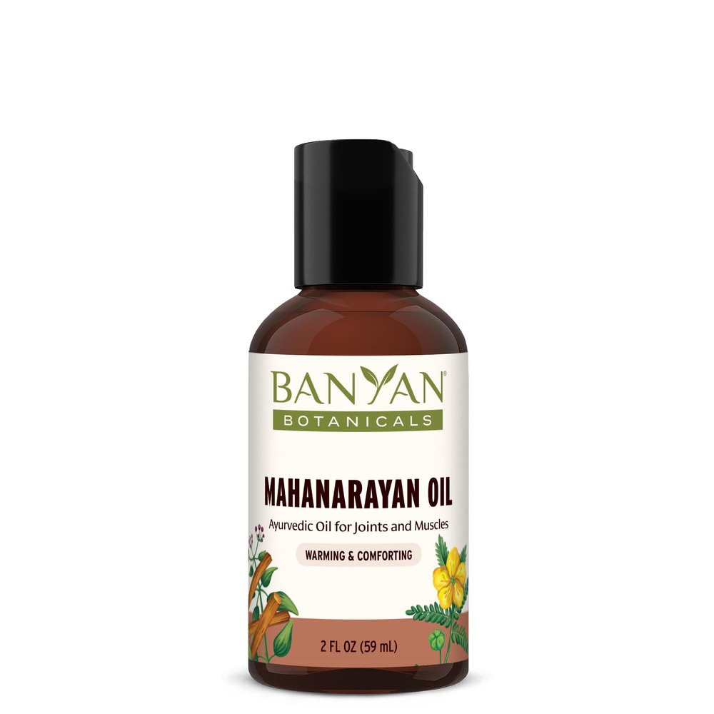 Banyan Botanicals Mahanarayan Oil  99% Organic Ayurvedic Massage Oil  Penetrating Herbal Oil Used to Warm, Comfort, and Soothe Joints and Muscles  2 oz.  Non GMO Sustainably Sourced Abhyanga Oil
