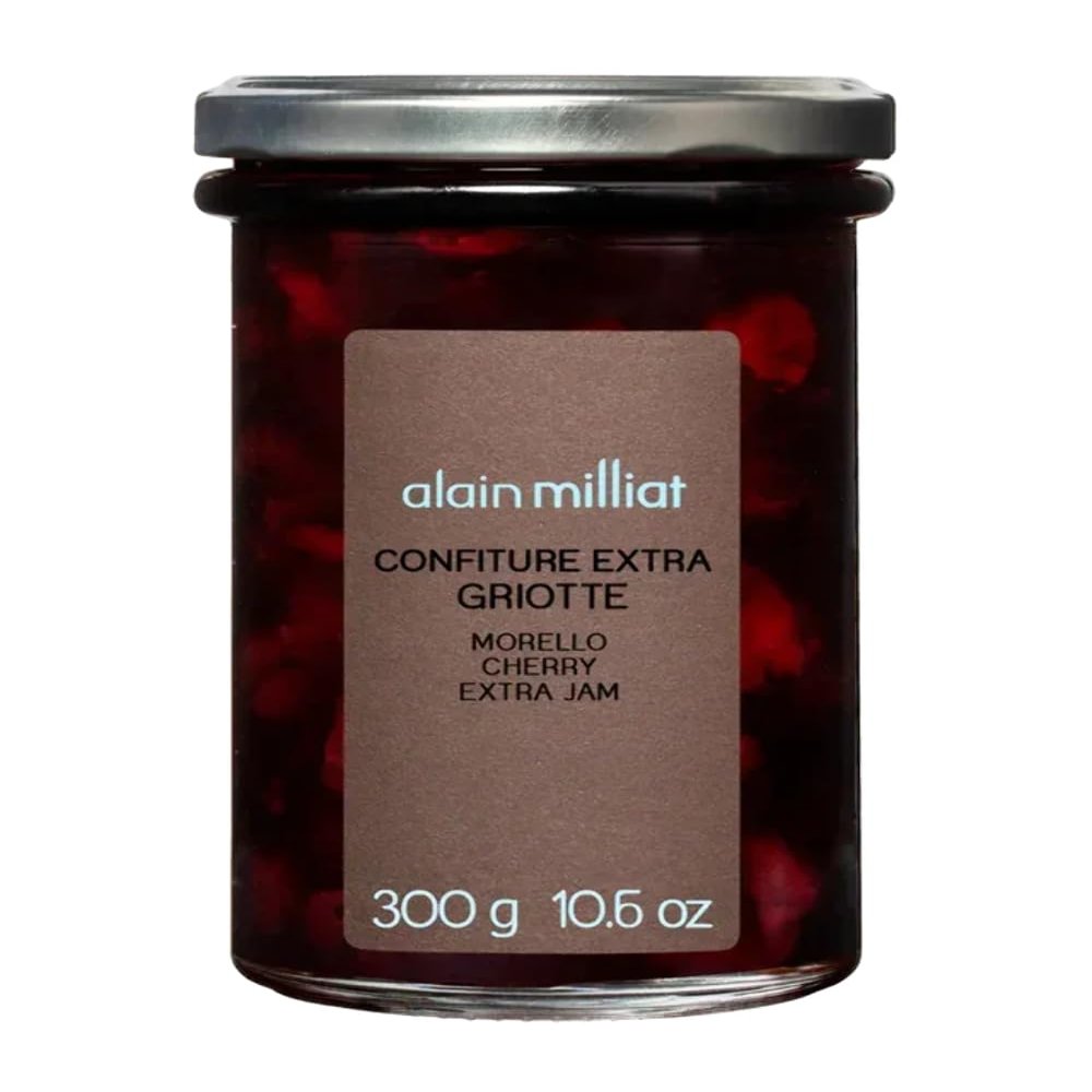 Alain Milliat Morello Cherry Jam, 10.6 Oz, (One 300g Glass Jar) | GMO-Free | Imported from France