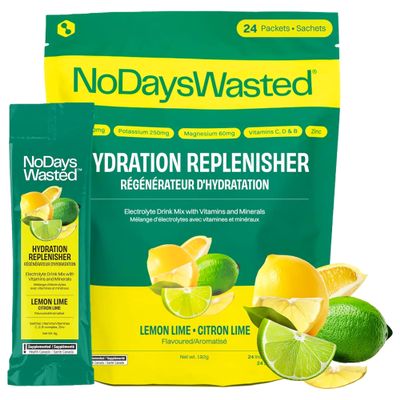 Hydration Replenisher Electrolyte Replacement Stick Packets| Essential Rapid Hydration & Vitamins | Sodium, Potassium, Magnesium, Vitamins B, C, D, Zinc | Lemon Lime 24 Pack