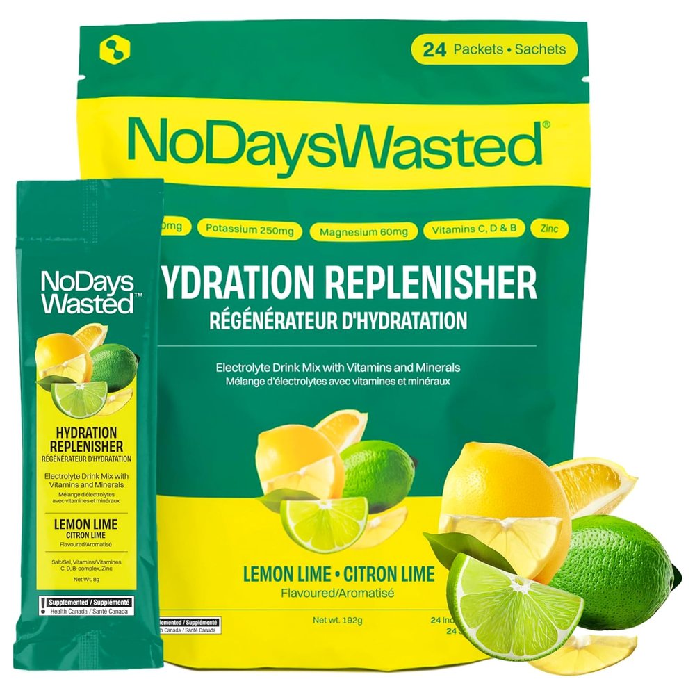 Hydration Replenisher Electrolyte Replacement Stick Packets| Essential Rapid Hydration & Vitamins | Sodium, Potassium, Magnesium, Vitamins B, C, D, Zinc | Lemon Lime 24 Pack