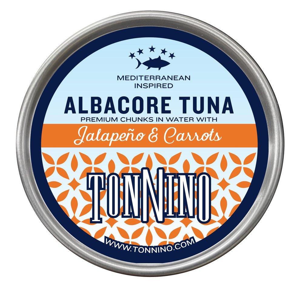 Tonnino Tuna Fish Albacore - Premium chunk in water with Jalapeo & Carrots Pack of 12 Alternative to Salmon Protein Snacks Ready to Eat Meals in can