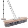 Stainless Steel Wire Scrub Brush with Long Handle for Deck, Concrete, Patio Floor Cleaning, 59'' Heavy Duty Stiff Metal Bristle Scrubber Broom for Outdoor Moss Removal view 1