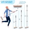 Stainless Steel Wire Scrub Brush with Long Handle for Deck, Concrete, Patio Floor Cleaning, 59'' Heavy Duty Stiff Metal Bristle Scrubber Broom for Outdoor Moss Removal view 4