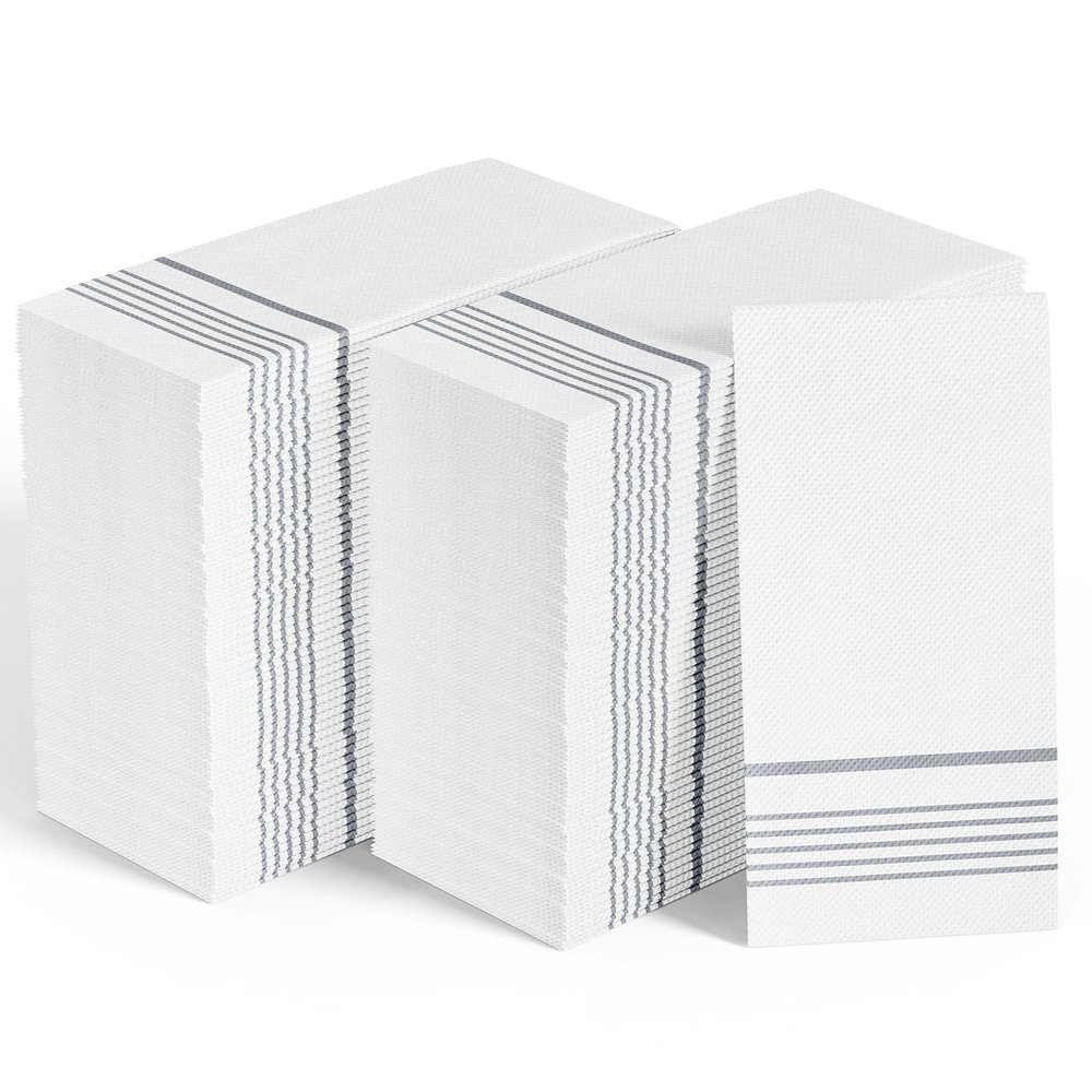 600 Pack Paper Dinner Napkins, Absorbent Paper Napkins, Premium Quality Guest Towels, 2-Ply Disposable Hand Towels for Kitchen, Events, Parties or Events (Silver)