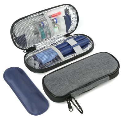 BLK8IGHT Insulin Pen Cooler Travel Case with 2 Reusable TSA Approved Ice Packs, Diabetic Medication Insulated Cooler Bag for Insulin Pens and Other Diabetic Supplies Storage Grey