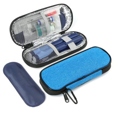 BLK8IGHT Insulin Pen Cooler Travel Case with 2 Reusable TSA Approved Ice Packs, Diabetic Medication Insulated Cooler Bag for Insulin Pens and Other Diabetic Supplies Storage Blue