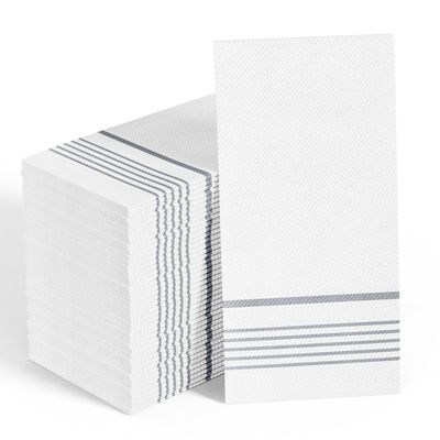 200 Pack Paper Dinner Napkins, Absorbent Paper Napkins, Premium Quality Guest Towels, 2-Ply Disposable Hand Towels for Kitchen, Events, Parties or Events (Silver)