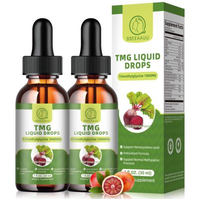 TMG Supplements 1000MG - Trimethylglycine Liquid Drops, Betaine High Absorption, Supports Methylation, Liver Wellness & Cognitive, Non-GMO, Vegan, Blood Orange Flavor, 1 Fl.Oz (2 Pack)