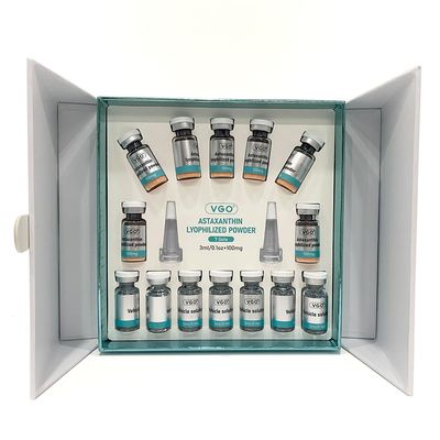 VGO Astaxanthin Lyophilized Powder, Hydrates and Evens Skin Tone, Hydrodermabrasion(7 Sets Contain Vehicle Solution 3ml/0.1oz+ Lyophilized Powder 100mg)