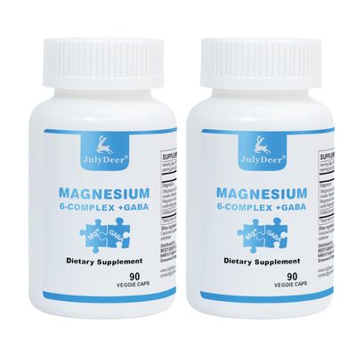 2 Bottles Sixfold Magnesium Complex | 350mg of Magnesium Glycinate, Malate, Citrate, Taurine, Oxide, Mg+ for Muscles,Nerves,& Energy, GABA Sleep Support | High Absorption | Vegan | 90 Capsules