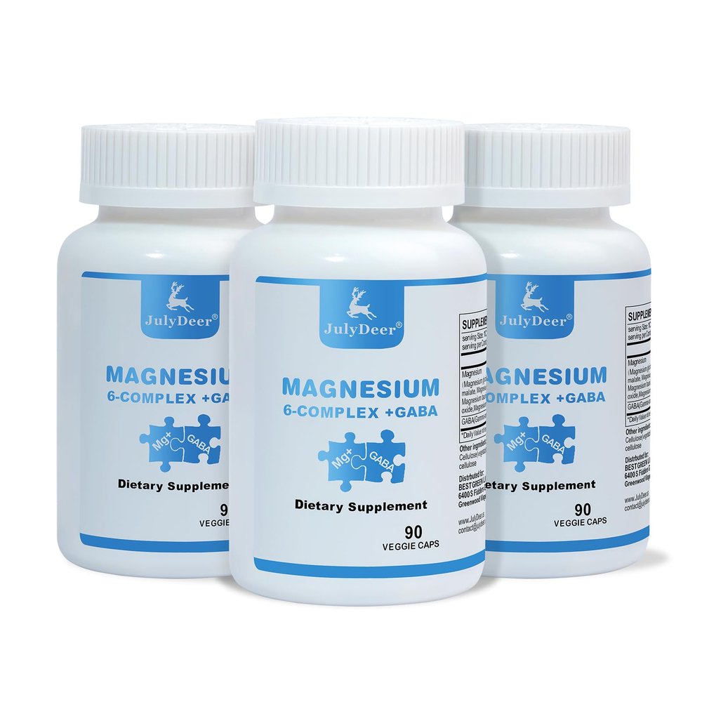3 Bottles Sixfold Magnesium Complex | 350mg of Magnesium Glycinate, Malate, Citrate, Taurine, Oxide, Mg+ for Muscles,Nerves,& Energy, GABA Sleep Support | High Absorption | Vegan | 90 Capsules