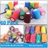 60 Pack Colorful Self Adhesive Bandage Wrap Bulk 3 Inch x 5 Yards Cohesive Bandage,Vet Wrap Breathable Elastic Self-Adherent Tape for Stretch Athletic Sports Wrist Ankle Dogs Pet Vet Wrap view 2