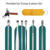6 Counts Set Stainless Steel Spiral Ear Massage Cleaning Tool, Earwax Cleaner Tool Set, Ear Cleaner Earwax Removal, Ear Pick Set with Stainless Steel 360 Spiral Ear Cleaning Tool PU Leather Case (H) view 2