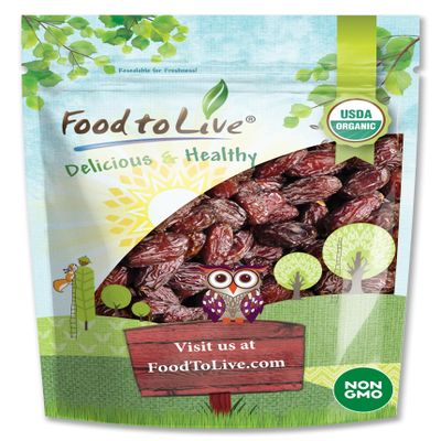 Food to Live Organic California Medjool Dates, 5 Pounds Soft & Juicy Nature's Candy. Non-GMO Whole Dry Fancy Dates with Pits. Perfect Snack. Unsweetened, Unsulphured. Vegan, Kosher, Fruits in Bulk