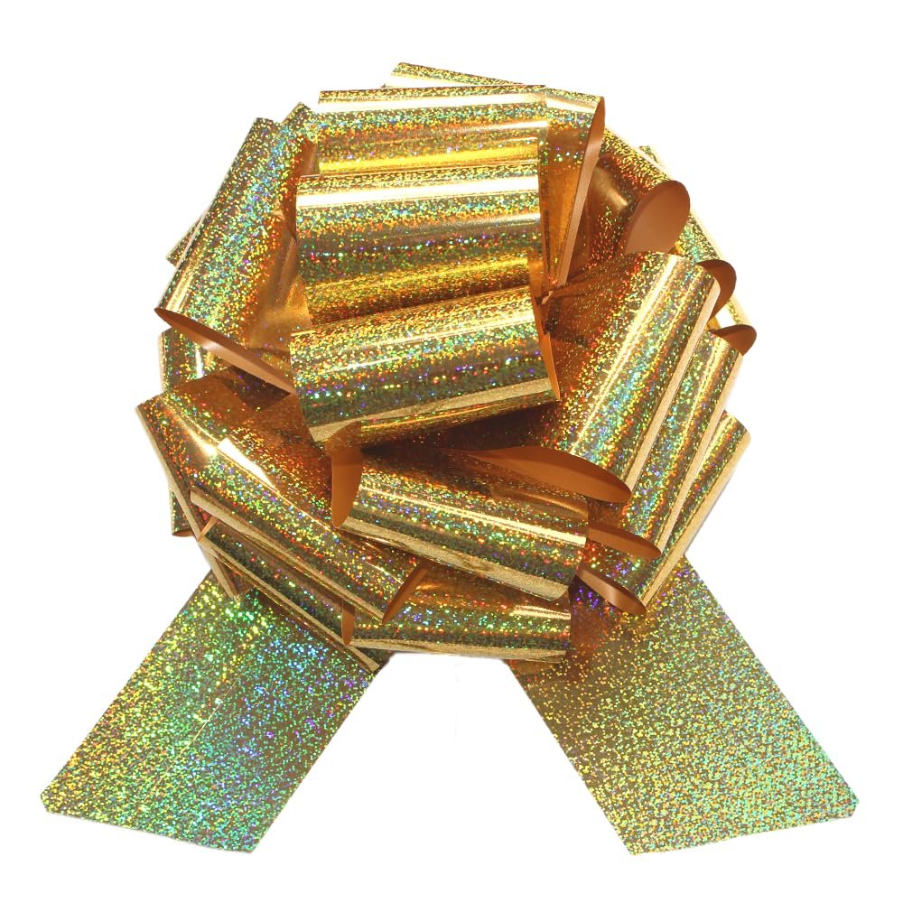 1Pcs 12 Inch Giant Large Pull Bow Big Christmas Metallic Bow,Big Gift Bow for appliances,Bikes,Table Decorations and Party Events (Gold)