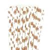 100 pcs Sports Party Paper Straws, White Brown Rugby Football Bar Soda Juice Drinking Straws, Craft Disposable Beverage Game Day Decor Biodegradable Cake Pop Sticks (White With Football) view 1