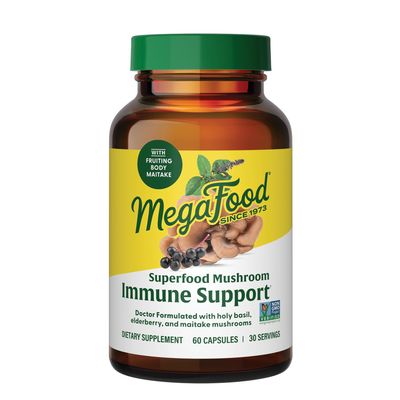 MegaFood Superfood Mushroom Immune Support - Maitake Mushroom Supplement with Elderberry & Holy Basil to Help Support a Healthy Immune System - Doctor Formulated, Vegan - 60 Capsules, 30 Servings