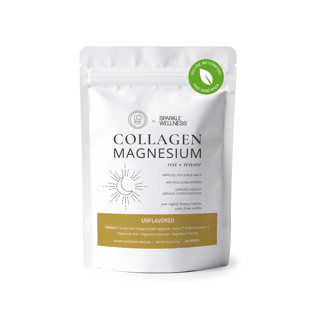 Collagen Magnesium Rest + Restore | VERISOL Bioactive Collagen Peptides, Magnesium Glycinate & Taurate Salts | Lauren Roxburgh Rest + Restore | Calming Nightly Beauty Routine (No Flavor) [30 Serves]