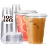 100 Pack 24 oz Clear Plastic Cups with Strawless-Sip-Lids, Disposable Cups Plastic Iced Coffee Cups, To Go Cups with Sip Through Lids for Smoothie, Milkshake, Cold Drinks for Party, Wedding, Event view 1