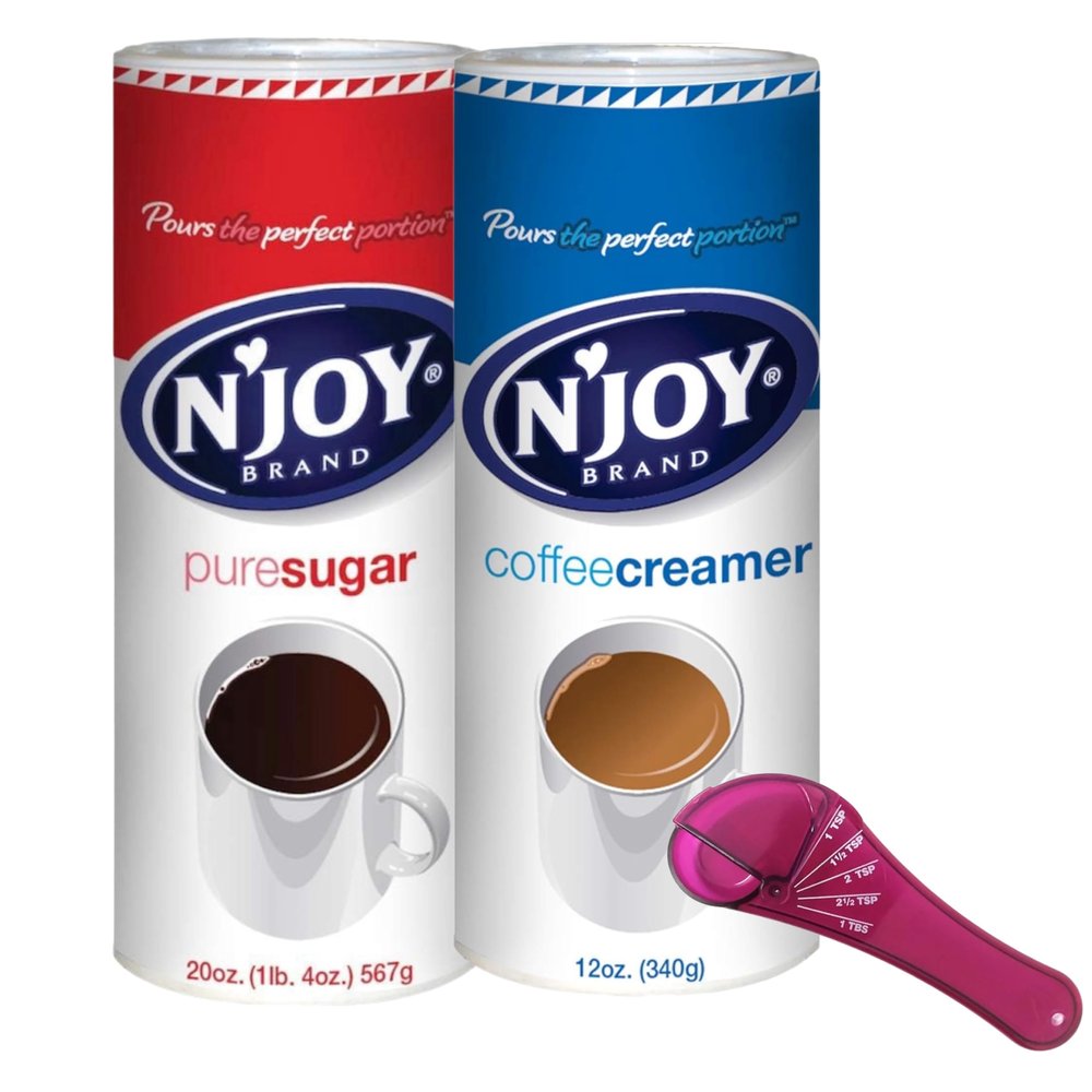 NineLife Basics Powdered Coffee Creamer 16 oz and Pure Sugar 22 oz (2 Pack) With Measuring Spoon