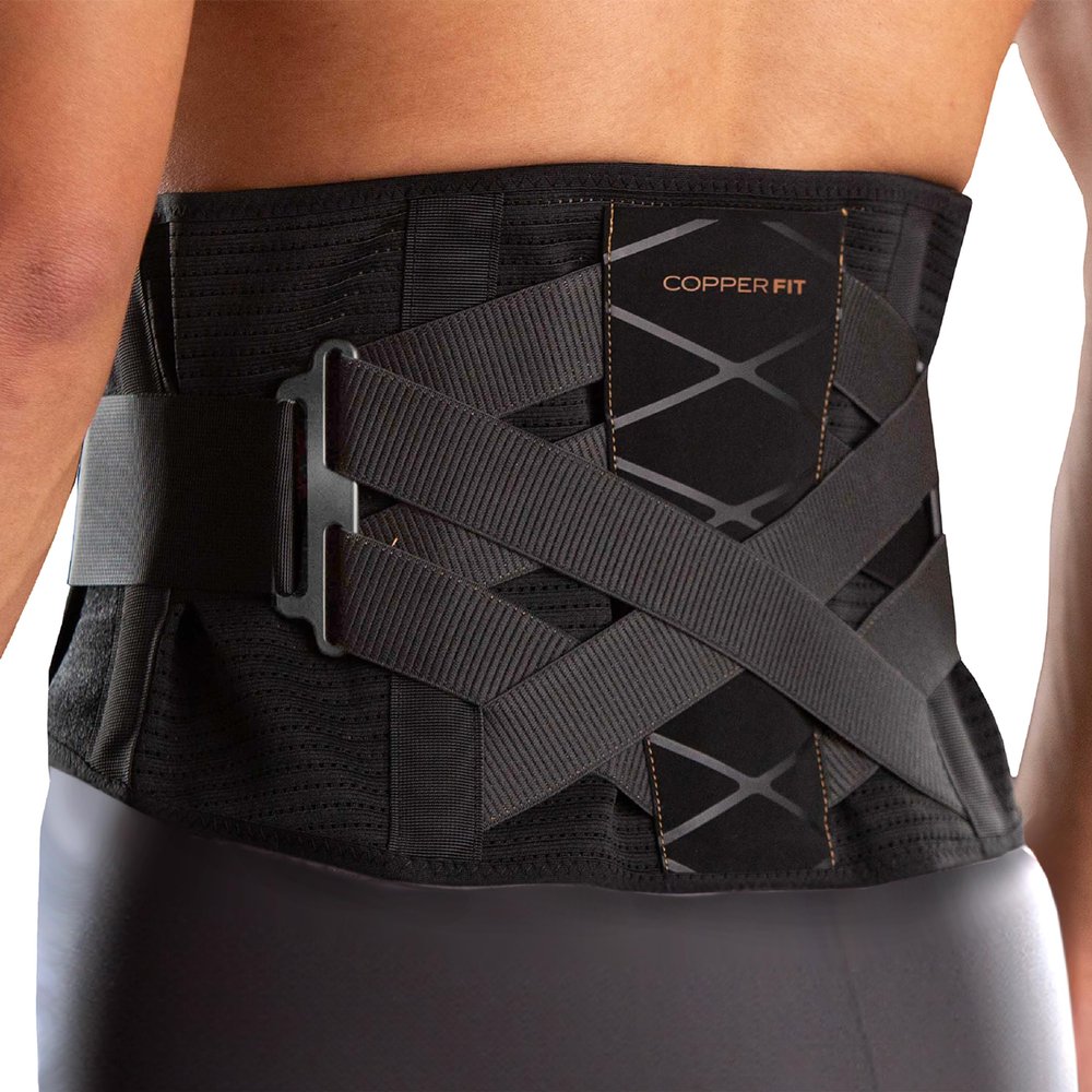 Copper Fit X-Back Brace for Lower Back Pain, Lumbar Support, Herniated Disc, Sciatica, Arthritis Adjustable, Breathable Design - for Men and Women (Large/XLarge)