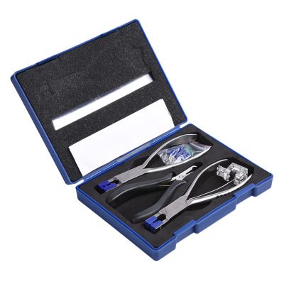 Eyeglass Pliers Set, Professional Rimless Frame Repair Kit with Blue Plastic Case, Stainless Steel Material, for Optical Tools
