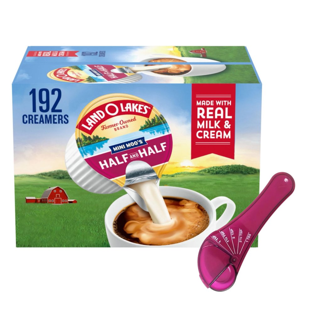 Generic Mini Moo's Half & Half Creamer Singles, 192 Count, Real Milk & Cream With A Measuring Spoon