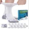 Doctor's Select White Bamboo Viscose Diabetic Socks for Men - 6 Pairs Crew Diabetic Neuropathy Socks for Men | White view 1