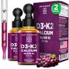 [2 ] Liquid Vitamin D3 K2 Drops with Calcium for Adults | Vitamin D3 10,000 IU | D3 K2 with Calcium for Bone Health & Immunity Support | Joint Health Supplement | Non-GMO | Vegan view 1