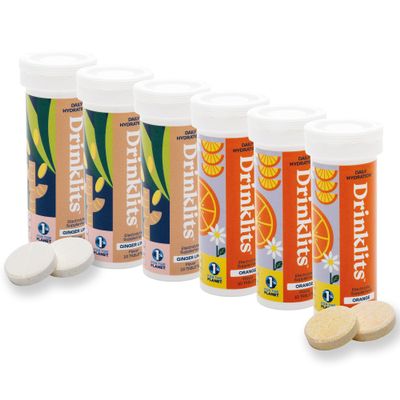 Drinklits Ginger Lime & Orange Electrolyte Hydration Tablets (6) Tube Bundle | Daily Sports Drink  0g Sugar  Great Taste | 60 Servings - 10 Tablets Per Tube
