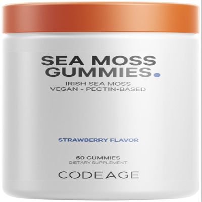 Codeage Irish Sea Moss Gummies Supplement - 300mg Irish Sea Moss 10:1 Extract - Delicious Strawberry Flavor - Vegan, Non-GMO, Gluten-Free - 60 Gummies