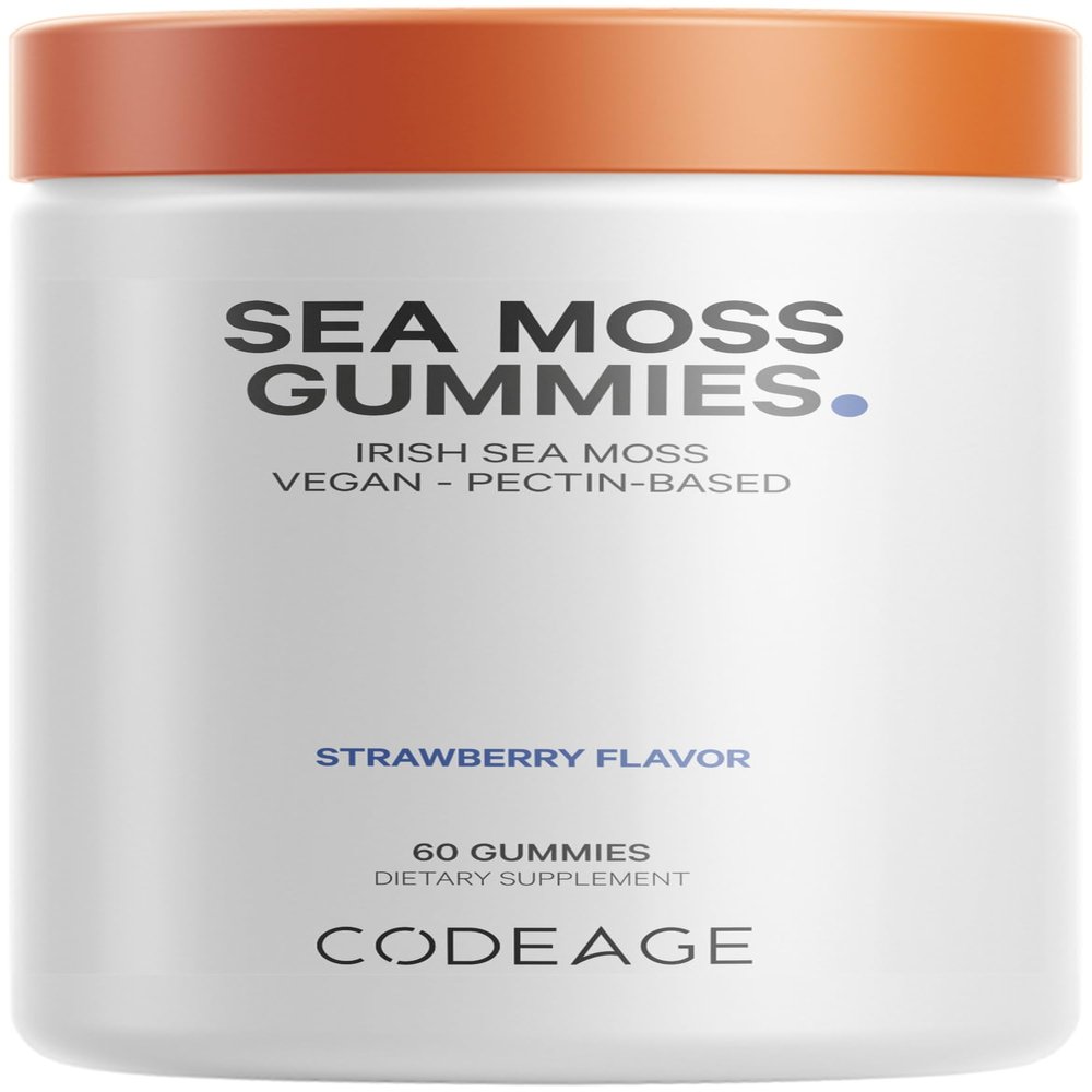 Codeage Irish Sea Moss Gummies Supplement - 300mg Irish Sea Moss 10:1 Extract - Delicious Strawberry Flavor - Vegan, Non-GMO, Gluten-Free - 60 Gummies