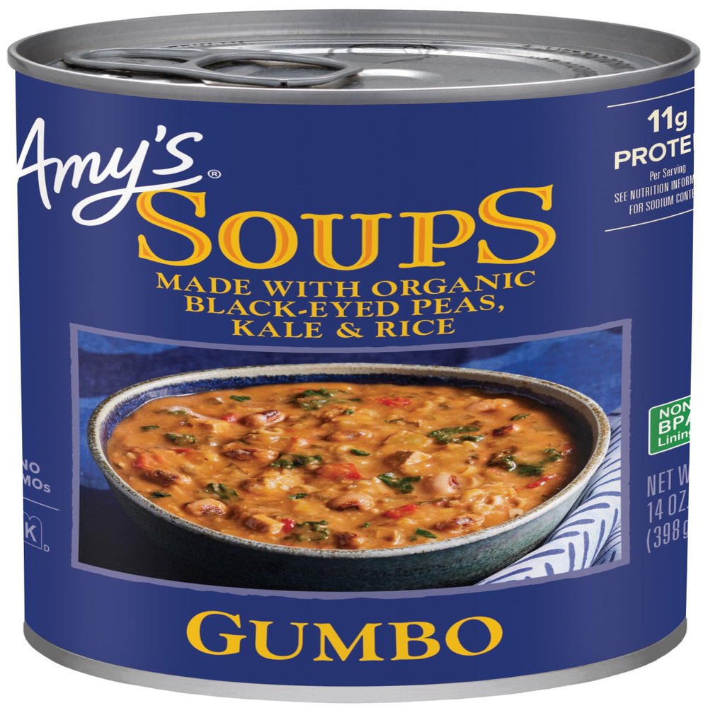 Amys Gumbo, Made With Organic Black-Eyed Peas, Kale and Rice, Canned Soup, 14 Oz